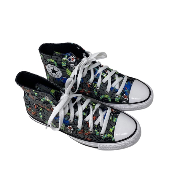 Converse Chuck Taylor Canvas Hightops Black/Lime/Insects print! Women Sz 8! - Picture 3 of 10